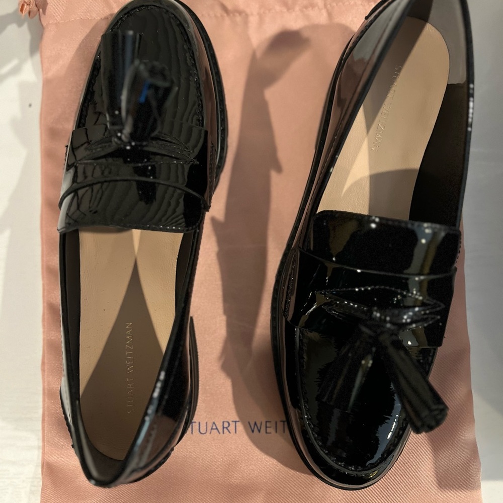 Stuart Weitzman Black, patent leather loafers